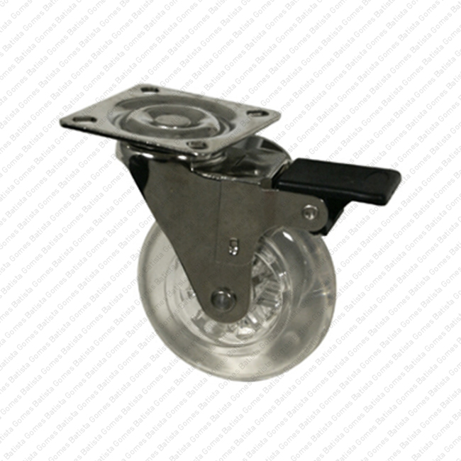 Roda girat�ria com trav�o �50 / �75 - Transparente